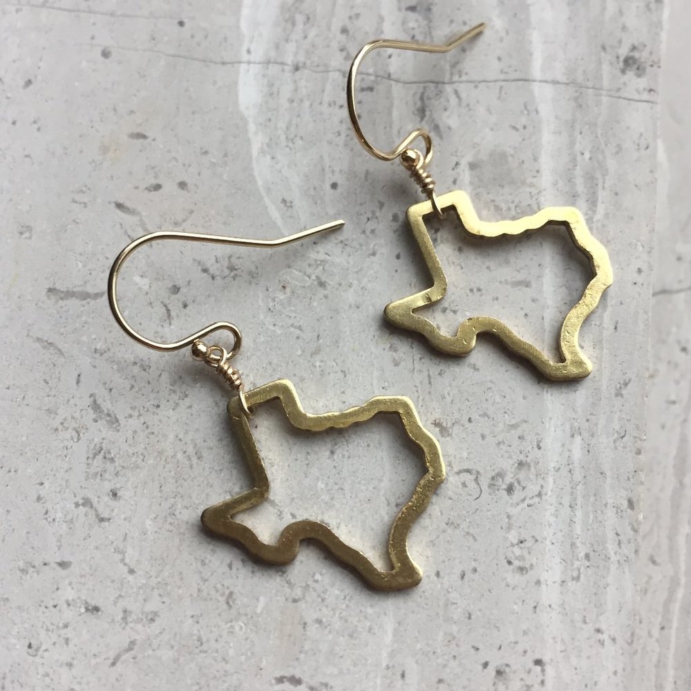 Texas Earrings — 14K Gold/ Sterling silver hooks